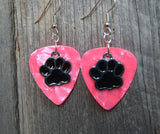 CLEARANCE Black Paw Print Charm Guitar Pick Earrings - Pick Your Color