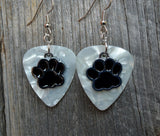 CLEARANCE Black Paw Print Charm Guitar Pick Earrings - Pick Your Color