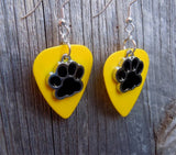 CLEARANCE Black Paw Print Charm Guitar Pick Earrings - Pick Your Color