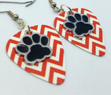 CLEARANCE Black Paw Print Charm Guitar Pick Earrings - Pick Your Color