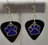 CLEARANCE Blue Paw Print Charm Guitar Pick Earrings - Pick Your Color