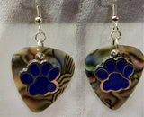CLEARANCE Blue Paw Print Charm Guitar Pick Earrings - Pick Your Color