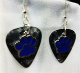 CLEARANCE Blue Paw Print Charm Guitar Pick Earrings - Pick Your Color