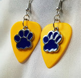 CLEARANCE Blue Paw Print Charm Guitar Pick Earrings - Pick Your Color