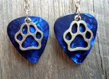 CLEARANCE Paw Print Charm Guitar Pick Earrings - Pick Your Color