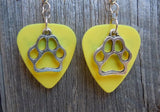 CLEARANCE Paw Print Charm Guitar Pick Earrings - Pick Your Color
