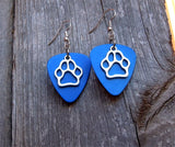 CLEARANCE Paw Print Charm Guitar Pick Earrings - Pick Your Color