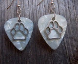 CLEARANCE Paw Print Charm Guitar Pick Earrings - Pick Your Color