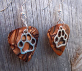 CLEARANCE Paw Print Charm Guitar Pick Earrings - Pick Your Color