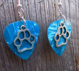 CLEARANCE Paw Print Charm Guitar Pick Earrings - Pick Your Color
