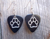 CLEARANCE Paw Print Charm Guitar Pick Earrings - Pick Your Color