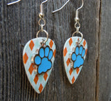 CLEARANCE Light Blue Paw Print Charm Guitar Pick Earrings - Pick Your Color