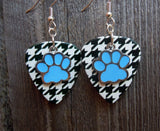 CLEARANCE Light Blue Paw Print Charm Guitar Pick Earrings - Pick Your Color