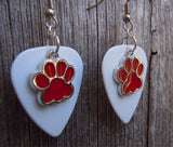 CLEARANCE Red Paw Print Charm Guitar Pick Earrings - Pick Your Color