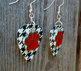 CLEARANCE Red Paw Print Charm Guitar Pick Earrings - Pick Your Color