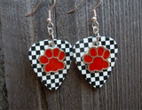 CLEARANCE Red Paw Print Charm Guitar Pick Earrings - Pick Your Color