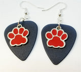 CLEARANCE Red Paw Print Charm Guitar Pick Earrings - Pick Your Color