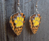CLEARANCE Yellow Paw Print Charm Guitar Pick Earrings - Pick Your Color