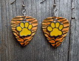 CLEARANCE Yellow Paw Print Charm Guitar Pick Earrings - Pick Your Color