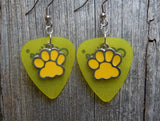 CLEARANCE Yellow Paw Print Charm Guitar Pick Earrings - Pick Your Color
