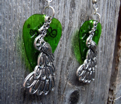 Peacock Charm Guitar Pick Earrings - Pick Your Color