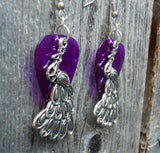 Peacock Charm Guitar Pick Earrings - Pick Your Color
