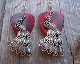 Peacock Charm Guitar Pick Earrings - Pick Your Color
