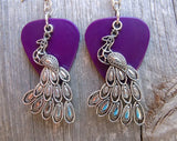 Peacock Charm Guitar Pick Earrings - Pick Your Color
