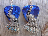 Peacock Charm Guitar Pick Earrings - Pick Your Color