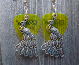 Peacock Charm Guitar Pick Earrings - Pick Your Color