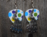 Peacock Charm Guitar Pick Earrings - Pick Your Color