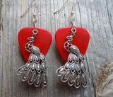 Peacock Charm Guitar Pick Earrings - Pick Your Color