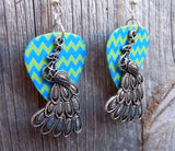 Peacock Charm Guitar Pick Earrings - Pick Your Color