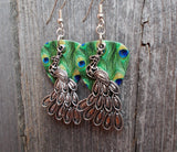 Peacock Charm Guitar Pick Earrings - Pick Your Color