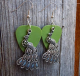 Peacock Charm Guitar Pick Earrings - Pick Your Color