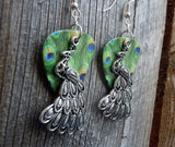 Peacock Charm Guitar Pick Earrings - Pick Your Color