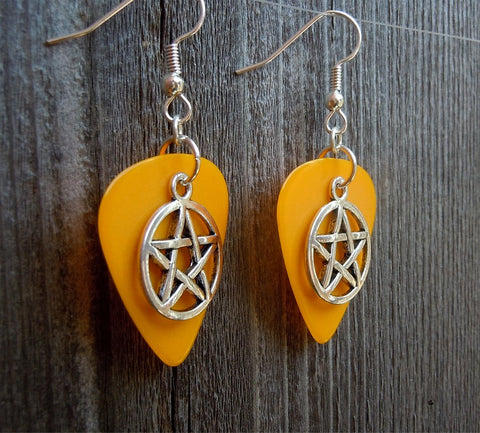 Pentagram Charm Guitar Pick Earrings - Pick Your Color