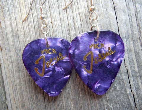 Pick Jesus Guitar Pick Earrings - Pick Your Color