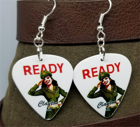 U.S. Army Classic Pin Up Girl Guitar Pick Earrings