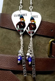 Classic Pin Up U.S. Air Force Guitar Pick Earrings with Silver Charm and Swarovski Crystal Bicone Dangles