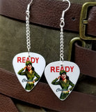 U.S. Army Pin Up Girl Dangling Guitar Pick Earrings
