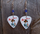Navy Classic Pin Up Girl Guitar Pick Earrings with Blue Swarovski Crystals