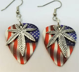 CLEARANCE Marijuana Leaf Charm Guitar Pick Earrings - Pick Your Color