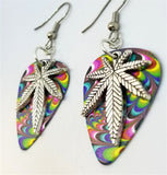 CLEARANCE Marijuana Leaf Charm Guitar Pick Earrings - Pick Your Color