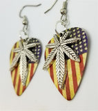 CLEARANCE Marijuana Leaf Charm Guitar Pick Earrings - Pick Your Color