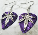 CLEARANCE Marijuana Leaf Charm Guitar Pick Earrings - Pick Your Color