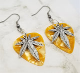 CLEARANCE Marijuana Leaf Charm Guitar Pick Earrings - Pick Your Color