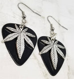 CLEARANCE Marijuana Leaf Charm Guitar Pick Earrings - Pick Your Color