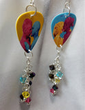 Pride Love Guitar Pick Earrings with Swarovski Crystal Dangles
