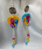 CLEARANCE Pride Love Guitar Pick Earrings with Swarovski Crystal Dangles
